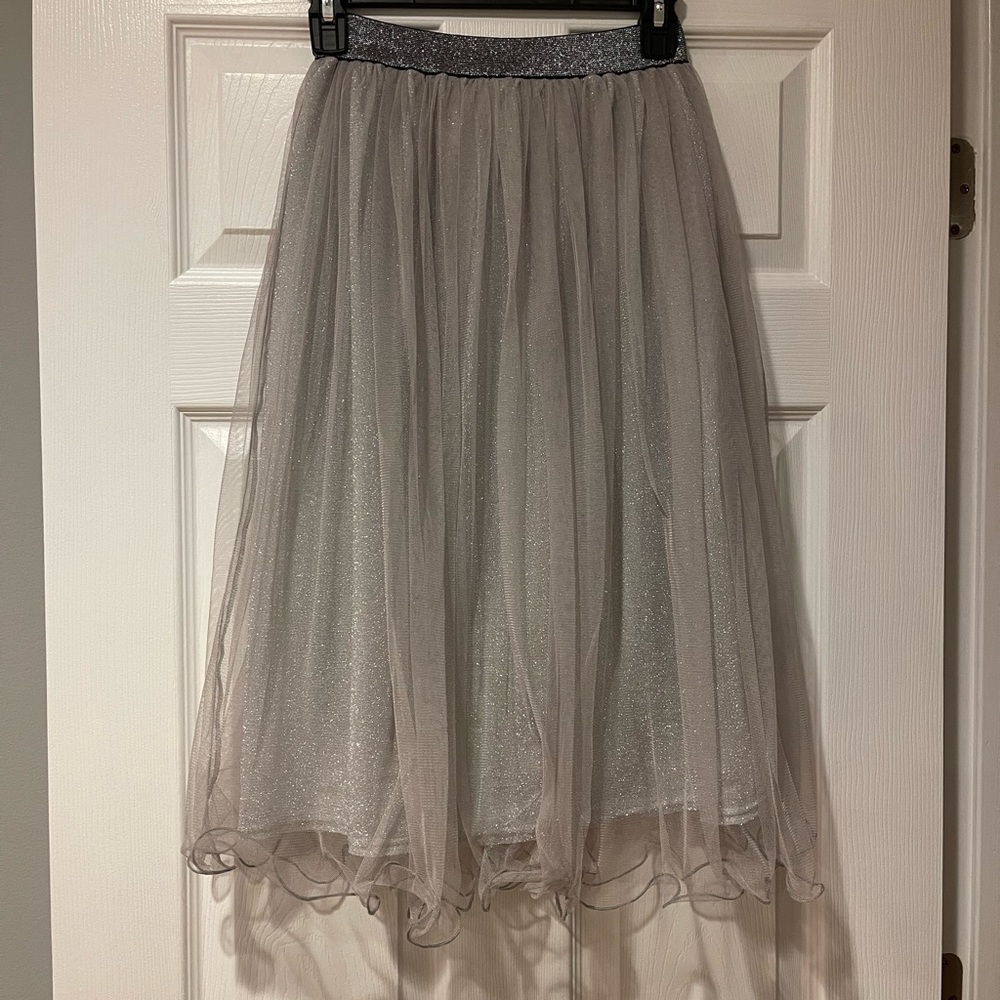 Forever 21 Glitter Sheer Mesh Skirt - XS